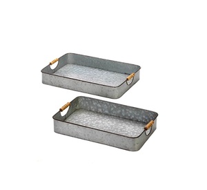 Bandeja de servicio redonda y ovalada con usos de la mejor calidad para el hogar bandeja galvanizada con asas y bandeja de servicio con acabado de óxidos - Product Image 4