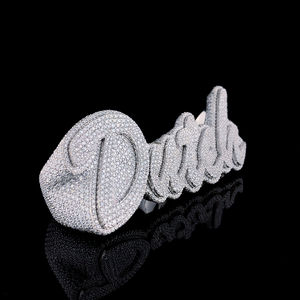 Bague à 4 doigts en argent sterling avec moissanite, logo personnalisé, certifiée IGI, brillante, or blanc, jaune ou rose 18 carats, bagues tendance - Product Image 2