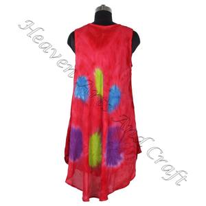 Vente chaude rayonne doux femmes cravate teinture rayonne vêtements de plage robe d'été épaule longue robe femmes parapluie robe cravate teinture coloré - Product Image 4
