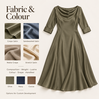 Robe longue en satin vert foncé pour femme, avec col superposé, en mélange de soie, idéale pour les soirées décontractées - Personnalisation usine