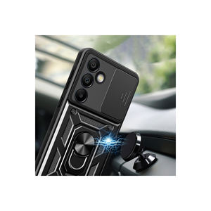 Étui de téléphone robuste avec protection de l'appareil photo coulissante, support magnétique noir Vega pour Samsung Galaxy S25 FE A13 - Product Image 5