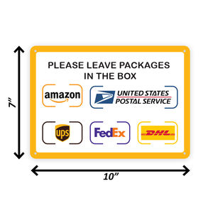 Letrero de entrega de paquete amarillo de alta calidad de aluminio | Letrero de patio | Rectángulo | 10x7 | Resistente a la decoloración - Product Image 2