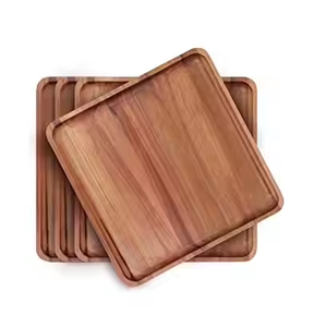 Hot Sale High Quality Eco-friendly Acacia Wood <b>Dinner</b> Dishes Restaurant <b>Plates</b> Wooden Dinnerware by glowin fashion - Product Image 2