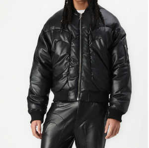 แจ็กเก็ตหนังแกะแฟชั่นสำหรับผู้ชาย, แจ็กเก็ตหนังแกะ250กรัมสีพื้นสำหรับฤดูหนาว2025 - Product Image 1