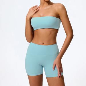 Ensembles de yoga côtelés sans couture Ensembles d'entraînement pour femmes 2 pièces Combinaisons de sport Débardeur côtelé à taille haute Shorts Tenues de fitness Course à pied - Product Image 6