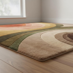 Handmade Wool Tufted Area <b>Rug</b> | <b>Pastel</b> Color Block Scandinavian Style Home Decor <b>Rug</b> High Quality Room Decor Gift for Wedding - Product Image 2