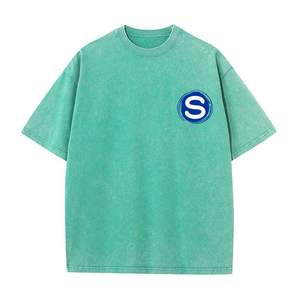 Logo personnalisé T-shirt délavé à l'acide pour homme Vintage manches courtes col rond séchage rapide caractéristiques de remise en forme méthodes d'impression numérique - Product Image 1