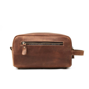 Vente en gros de sac organisateur de maquillage multi-usages en cuir véritable avec logo personnalisé pratique portable quotidien fermeture éclair de stockage cosmétique pour - Product Image 3