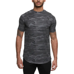 T-shirts à ourlet incurvé pour hommes, T-shirts doux à ourlet incurvé, T-shirts de fitness en coton peigné et élasthanne, T-shirts de sport pour la gym - Product Image 6