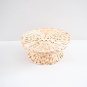 Handweave white rattan <b>cake</b> & cupcake holder pedestal <b>stands</b> natural rattan dessert <b>stand</b> <b>set</b> - Product Image 2
