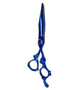 Ciseaux de coupe de cheveux de coiffeur enduits de plasma de couleur bleue Lames tranchantes classiques en acier inoxydable - Product Image 2