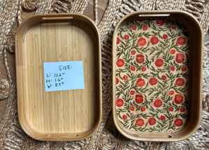 Plateau de service artisanal en bois Art Déco avec travail Meena pour la maison, la cuisine, la table à manger, organisateur utilitaire - Product Image 2