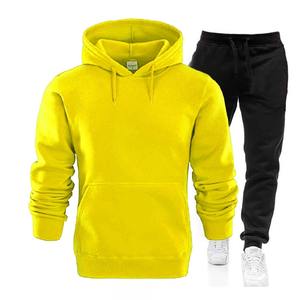 Chándal para hombre 100% algodón para hombre Otoño e Invierno Nuevo Color sólido Sudadera con capucha + Pantalones Conjunto de dos piezas Conjunto de moda Chándal para hombre - Product Image 1