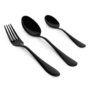 ชุดเครื่องใช้บนโต๊ะอาหารทำจากมิเรอร์เหล็กช้อนสแตนเลสเครื่องใช้บนโต๊ะอาหารงานหัตถกรรมสีดำด้าน - Product Image 6