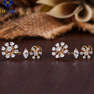 0.984 TDW Round & marquise Cut Diamond Boucle d'oreille Or jaune 18 carats Labgrown Diamond Hpht/Cvd Diamond Lab Stone - Product Image 3