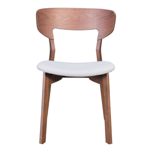 Chaise de salle à manger minimaliste en bois massif avec dos incurvé ergonomique et coussin en tissu doux pour la maison, le café et le restaurant - Product Image 1