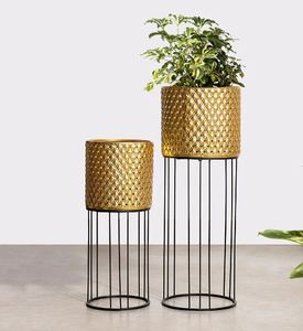 Maceta de flores de Metal con diseño de diamantes de alta calidad con soporte para el hogar, hoteles, centros comerciales, restaurante - Product Image 2