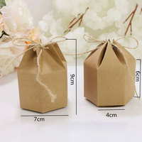 Boîte cadeau hexagonale personnalisable en matériaux recyclés Kraft pour dragées de mariage, gâteaux, chocolats, emballage de Noël