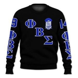 Invierno Phi Beta Sigma 1914 azul blanco transpirable frente tejido acrílico Chenille suéter letras griegas Sigma Beta fraternidad diseño - Product Image 3