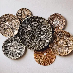 แนวโน้มร้อน2023ทอผ้าที่ทำด้วยมือหญ้าทะเลตกแต่งผนังทำในเวียดนามผนังศิลปะตกแต่งบ้าน