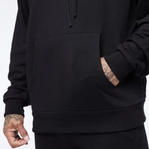 Sweat à capuche unisexe en molleton 100 % coton de haute qualité pour l'hiver, vente en gros, couleur personnalisée, logo brodé, motif uni, noir - Product Image 2