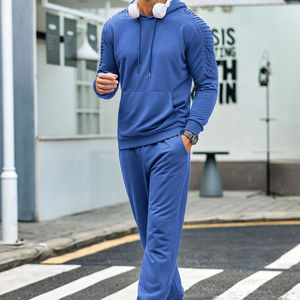 Nouvel ensemble survêtement personnalisé OEM en gros : pantalon de survêtement et sweat à capuche, ensemble de survêtement en coton uni surdimensionné et épais pour hommes - Product Image 5