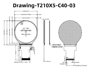 2.1-inch 480x480 TFT hiển thị mô-đun st7789 điều khiển RGB giao diện 40-Pin kết nối mô hình t210b7 hoặc tương thích - Product Image 3