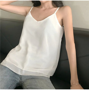 2025 moda de alta calidad nueva camiseta sin mangas corta de alta calidad para mujer camiseta sin mangas de punto adelgazante de Color sólido para mujer - Product Image 2