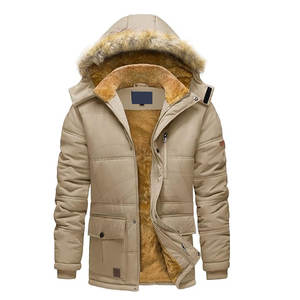 Chaqueta Casual Cortavientos Personalizada para Hombre, Chaqueta de Invierno con Capucha y Piel Sintética, Gruesa y Cálida - Product Image 1