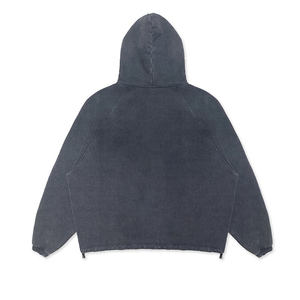 Moda cuello alto peso pesado de gran tamaño Color negro Sudadera con capucha logotipo bordado personalizado Streetwear Regular Fit sólido - Product Image 6