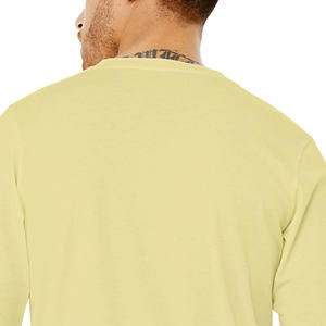 mens light yellow pastel <b>plain</b> solid blank casual <b>long</b> <b>sleeve</b> tshirt crewneck basic tee <b>top</b> - Product Image 6