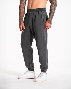T-shirt et pantalon de survêtement noirs brodés à l'acide avec logo personnalisé survêtement en molleton de coton vêtements de sport et de gym pour hommes pantalons et pantalons pour hommes - Product Image 3