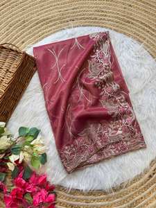 Indian Designer Traditional Soft Silk Saree with Beautiful Embroidery Work for Weddings and Parties Wear Saree - Product Image 3