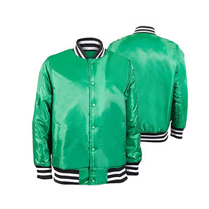 Buena venta al por mayor de chaqueta Varsity de satén para hombres Chaqueta de vuelo de mejor material Chaqueta de nailon con cremallera informal con bolsillos - Product Image 1