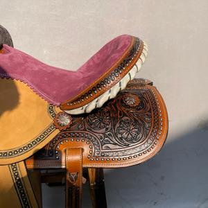 Ensemble de selle western en cuir de qualité supérieure avec motifs décoratifs |   Accessoires en acier inoxydable façonnés à la main, ensemble de tack gratuit pour l'équitation - Product Image 3