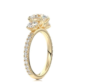 Bague classique en diamant taillé en or massif 10 carats bague de mariage en diamant cultivé en laboratoire bague de fiançailles en diamant taillé rond pour l'amour - Product Image 1