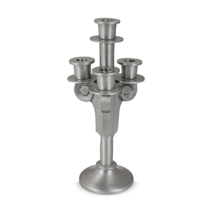 Bougeoir en aluminium argenté antique Candélabre à cinq bras pour la décoration de la maison Centre de table de mariage et décor festif - Product Image 1