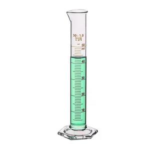 Cylindre gradué de mesure à base hexagonale en verre borosilicaté transparent de 10ml pour laboratoire vente en gros - Product Image 6