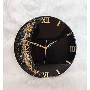 Horloge murale en résine artisanale avec jeux de couleurs et motifs personnalisables, pièce unique avec ancents dorés - Product Image 1