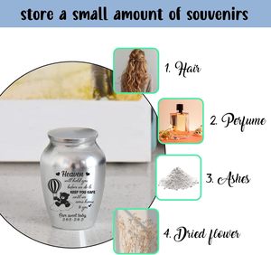 Mini urne personnalisée pour bébé en acier inoxydable Urne décorative gravée commémorative pour la perte d'un enfant en argent de taille personnalisée - Product Image 4