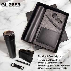 Carnet A5 avec boucle magnétique, porte-cartes en métal, emplacement pour cartes de visite, bouteille isotherme chaude et froide, stylo à bille en métal, porte-clés, coffret cadeau - Product Image 3