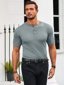 T-shirt en coton confortable pour hommes, manches courtes, en tricot, pour un usage quotidien, marque personnalisée et marque de distributeur - Product Image 3