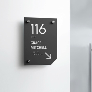 Custom ADA Braille Sign Wayfinding <b>Door</b> <b>Plate</b> Office Room Number <b>Plate</b> Hotel House Number Sign - Product Image 1
