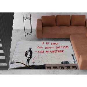 Alfombra con Diseño de Grafiti de Banksy: "Llama a un Ataque Aéreo", Alfombra Decorativa Impresa en 3D, con Pelo Suave - Product Image 5