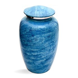 Urne funéraire en marbre bleu ciel pour cendres adultes Urne funéraire commémorative artisanale pour hommage aux cendres - Product Image 2