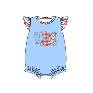 Đặt hàng trước bộ đồ liền thân ngủ cho bé gái sơ sinh, tay bồng, thiết kế theo yêu cầu OEM, chủ đề ngày 4 tháng 7 của Mỹ, chất liệu mềm mại, co giãn, thời trang, kiểu dáng boutique. - Product Image 6