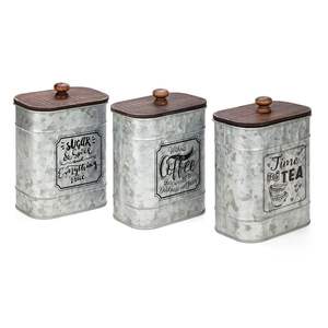 Galvanized <b>Canister</b> <b>Set</b> With Functional Design And Authentic Rustic Texture Providing Versatile Use In Modern <b>Kitchens</b> - Product Image 3