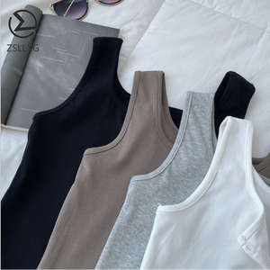 Top Corto sin Mangas con Logotipo Personalizado al por Mayor, Top de Mujer de Punto Acanalado - Product Image 3