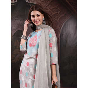 Conjunto de Kurta de Seda y Algodón Bordado para Mujer con Palazzo y Dupatta, Estilo Indio Pakistaní, Sari Étnico para Fiestas y Uso Diario para Chicas - Product Image 2