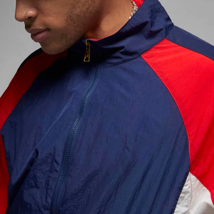 Coupe-vent de sport personnalisé pour hommes, veste de survêtement à rayures surdimensionnées, ensemble de streetwear deux pièces avec écusson de travail sur toute la longueur, marque privée - Product Image 3